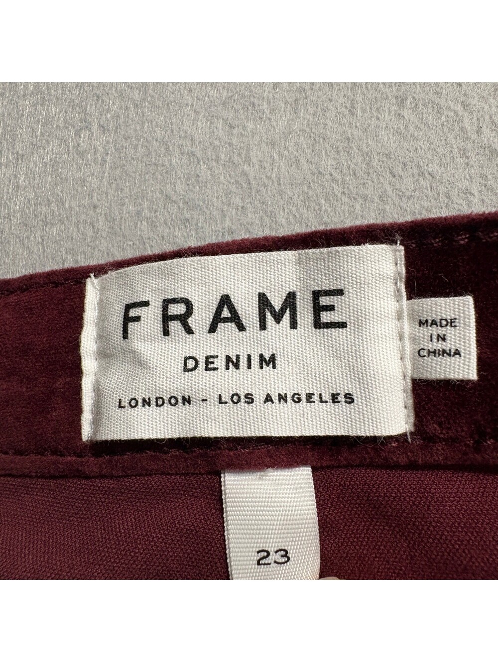 Frame Denim Le High Skinny Velvet Pants Womens 23 Burgundy Pinot Red Corduroy - Picture 4 of 14